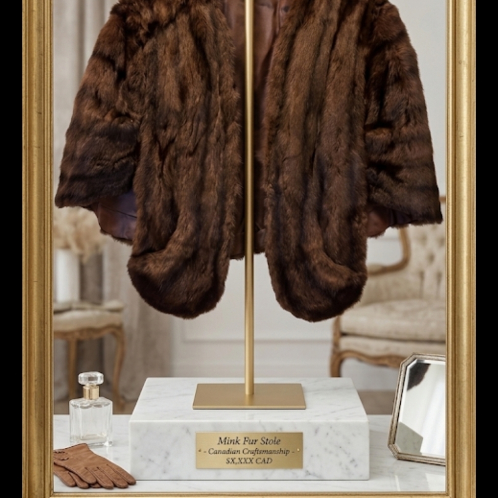Genuine Mink Fur Cape – Deep Espresso Brown – Fits Size 12-14